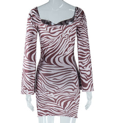 Catch And Release Cowl Neck Animal Print Long Sleeve Mini Dress