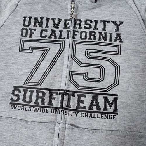 Cali Surf Team Zip Front Graphic Cropped Hoodie