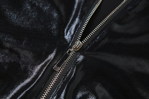 Kimberly Faux Leather Long Sleeve Short Set