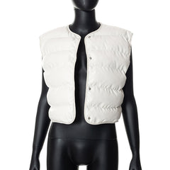 Milan Faux Leather Cropped Puffer Vest
