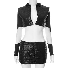 Amira Puffer Vest Low Rise Mini Skirt Set