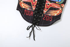 Going On Tour Graphic Lace Up Corset Crop Top