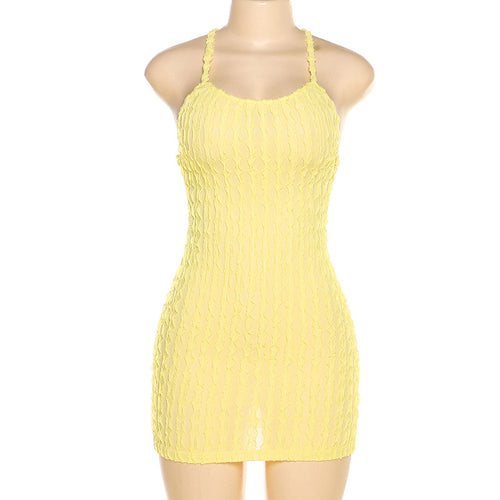 Summertime Fine Textured Cross Strap Mini Dress