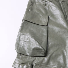 Cori High Waist Faux Leather Straight Leg Cargo Pants