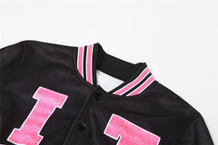 IT GIRL Printed Varsity Jacket