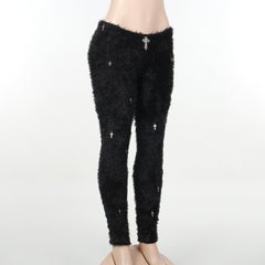 Most Sacred Fuzzy Cross Charm Pants