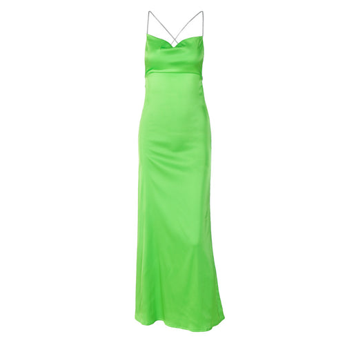 Valencia Low Cut Backless Satin Maxi Dress