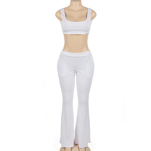 Bianca Sleeveless Cropped Ribbed Flare Leg Pant Set