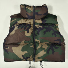 In Command Cropped Camouflage Puffer Vest