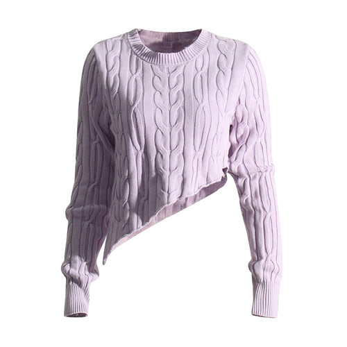 Rosalie Asymmetric Washed Thick Cable Knit Sweater