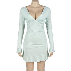 Dani Long Sleeve V-Neck Mini Dress