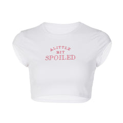 A Little Bit Spoiled Ribbed Crop T-Shirt