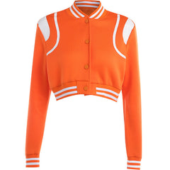 Robin Cropped Button Front Varsity Jacket