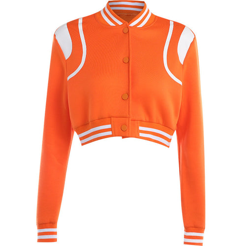 Robin Cropped Button Front Varsity Jacket