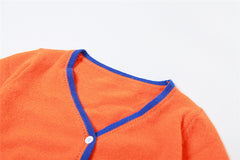 Worth It Contrast Trim Knit Sweater Cardigan Midi Skirt Set