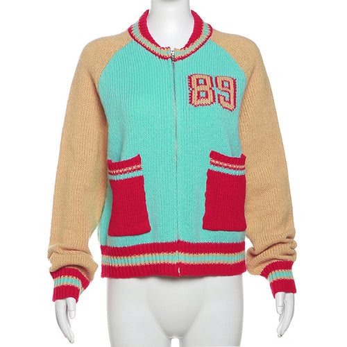 Best In Class Zipper Front Knit Varsity Jacket