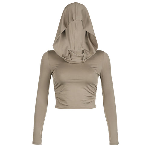 Melanie Long Sleeve Hooded Crop Top
