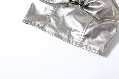 Metallic Stapless Crop Tube Top