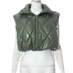 Sade High Neck Drawstring Puffer Vest