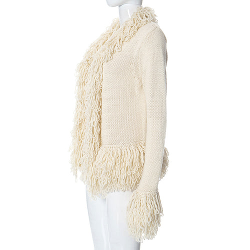 It's Giving IT Girl Crochet Knit Fringe Cardigan