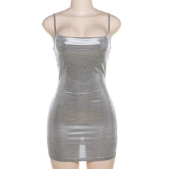 Star Of Tonight Metallic Backless Mini Dress