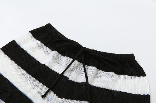 Gabriella Striped Off Shoulder Knit Short Set