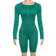 Kennedy Knit Long Sleeve Zip Front Romper