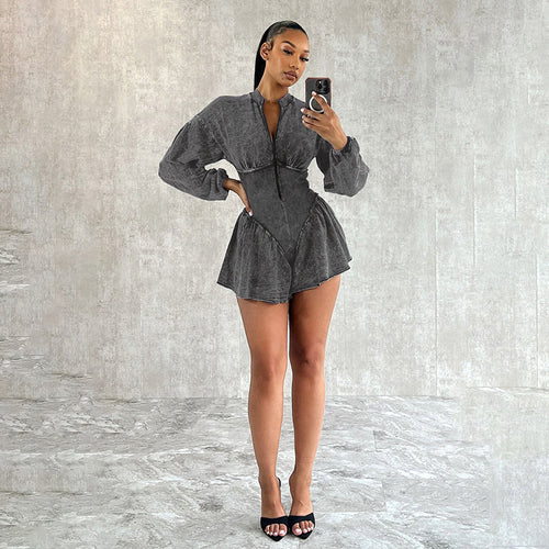 Chasing A Dream Washed Pleated Romper