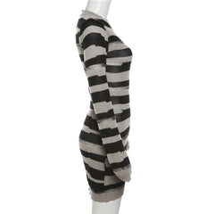 Kristen Cutout Striped Sweater Knit Mini Dress