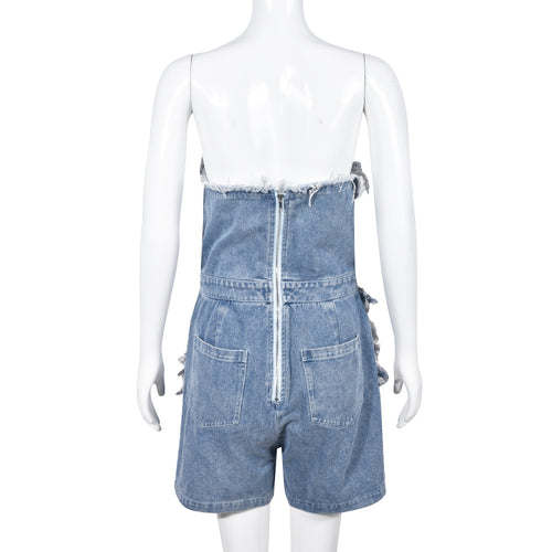 Give You A Show Studded Ripped Denim Romper