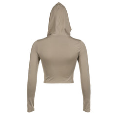 Melanie Long Sleeve Hooded Crop Top