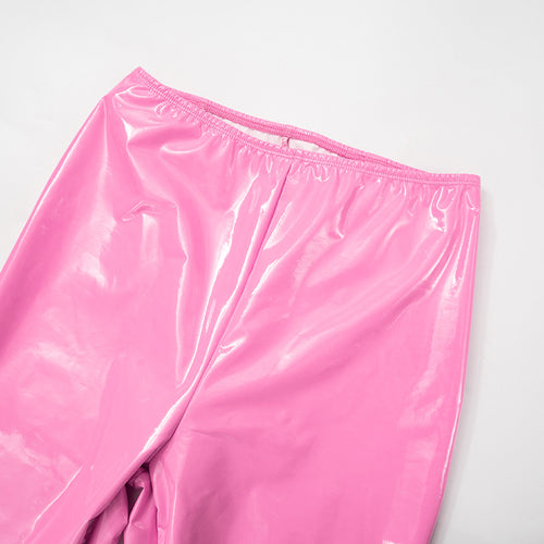 Bubblegum Pippin' Faux Leather Corset Bootcut Pant Set