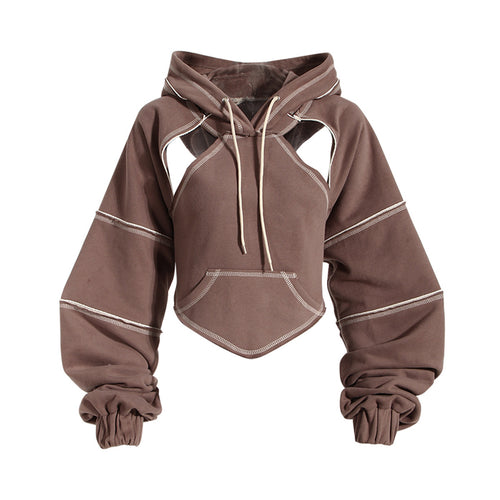 Gabrielle Contrast Stitch Cropped Hoodie