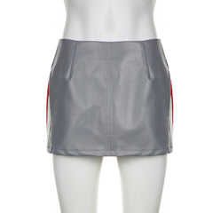 Faux Leather Mini Skirt Set