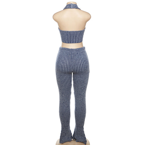 Skylar Sleeveless Rib Knit Flare Legging Pant Set