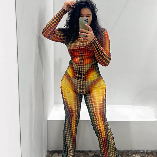 Want It All Long Sleeve Mesh Flare Legging Pant Set