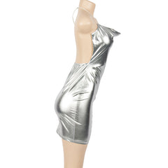 Have Your Attention Metallic Sleeveless Ruched Bodycon Mini Dress
