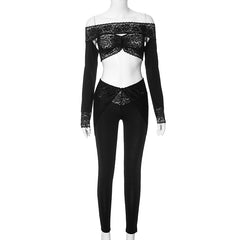 Laced In Love Long Sleeve Low Waist Legging Pant Set