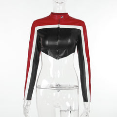 Wild Ride Moto Faux Leather Contrast Cropped Jacket