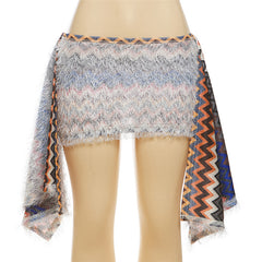 Gia Low Waist Chevron Fuzzy Mini Skirt