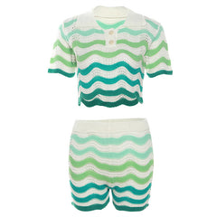 Poppin’ Out Chevron Crochet Knit Short Set