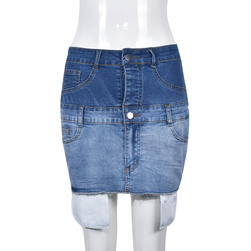 Double Dare Cutoff Denim Mini Skirt