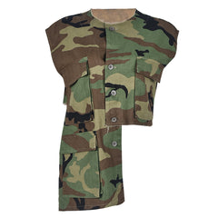 Spring Summer Camouflage round Neck Sleeveless Personality Vest Women Long Short Top