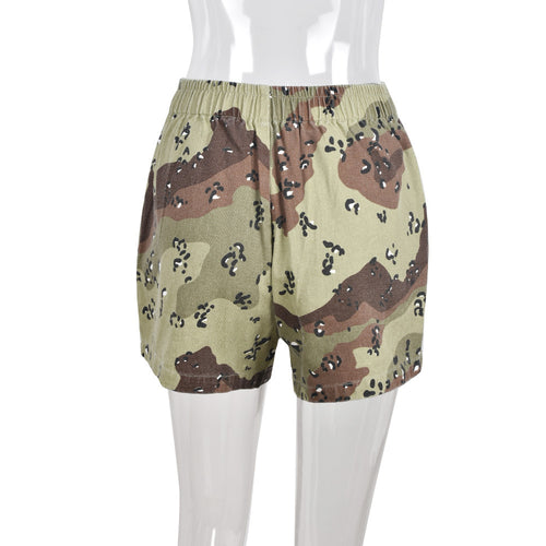 Elastic Camouflage Shorts