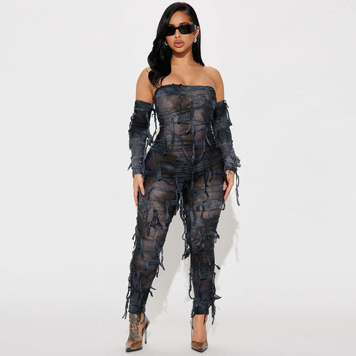 The Secret Recipe Tie Dye Disressed Tassel Jumpsuit