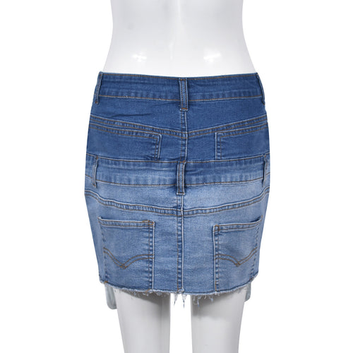 Double Dare Cutoff Denim Mini Skirt