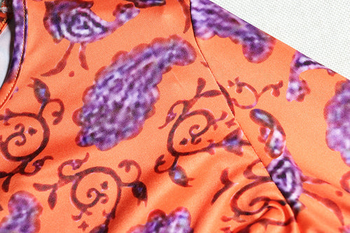 Meredith Bell Sleeve Paisley Print Cutout Bodycon Mini Dress