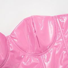 Bubblegum Pippin' Faux Leather Corset Bootcut Pant Set