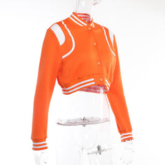 Robin Cropped Button Front Varsity Jacket