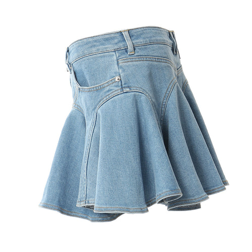 Gone Viral Ruffled Denim Mini Skirt